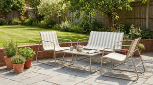 Habitat Stripe 4 Seater Metal Patio Set - Grey 17822669