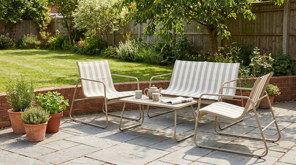Habitat Stripe 4 Seater Metal Patio Set - Grey 17822669