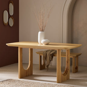 Oak 6 seater dining table with wood veneer top
