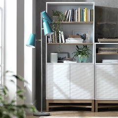 Habitat Zander Tall Textured Bookcase - White & Oak Effect 17059281