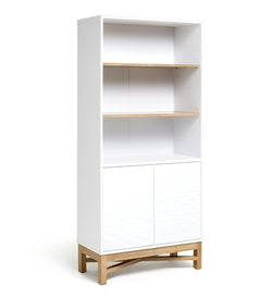 Habitat Zander Tall Textured Bookcase - White & Oak Effect 17059281