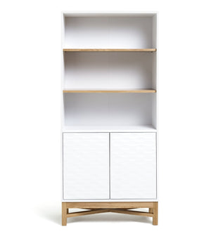 Habitat Zander Tall Textured Bookcase - White & Oak Effect 17059281