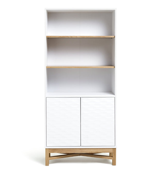 Habitat Zander Tall Textured Bookcase - White & Oak Effect 17059281