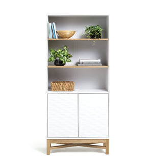Habitat Zander Tall Textured Bookcase - White & Oak Effect 17059281