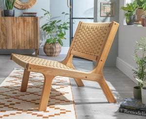 Habitat Faro Woven Paper Rope and Oak Accent Chair - Natural 11950991