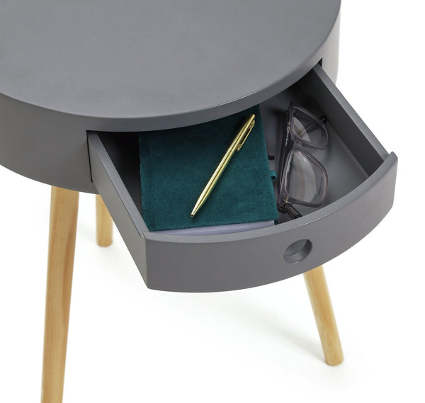 Habitat Otto 1 Drawer Round Bedside Table - Grey 17998720