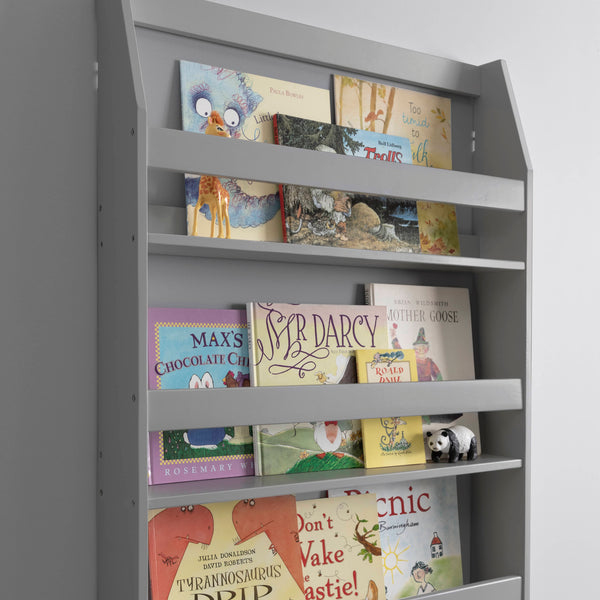 Hakan Display 4 Shelf Bookcase Wall Mounted - Grey