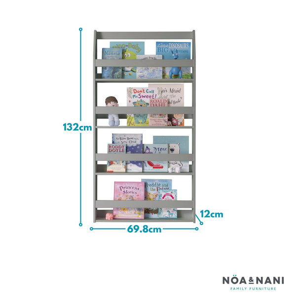 Hakan Display 4 Shelf Bookcase Wall Mounted - Grey