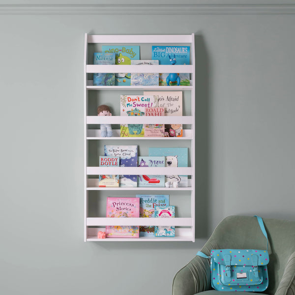 Hakan Display 4 Shelf Bookcase Wall Mounted - White