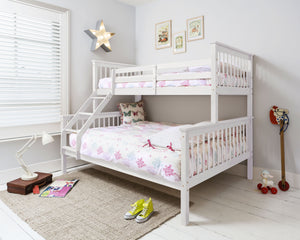 Hanna Triple Bunk Bed with Single and Double Bed - White