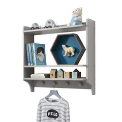 Double Shelf With Coat Hook in Grey