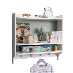Double Shelf With Coat Hook in White