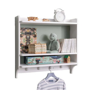 Double Shelf With Coat Hook in White