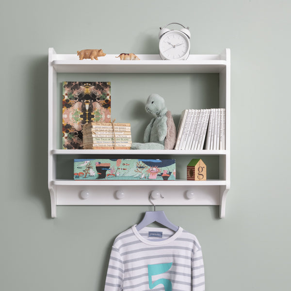 Double Shelf With Coat Hook in White