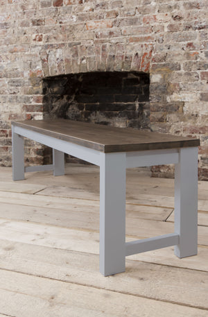 Hever Dining Table with 2 Benches & 2 Extensions - Grey and Dark Pine