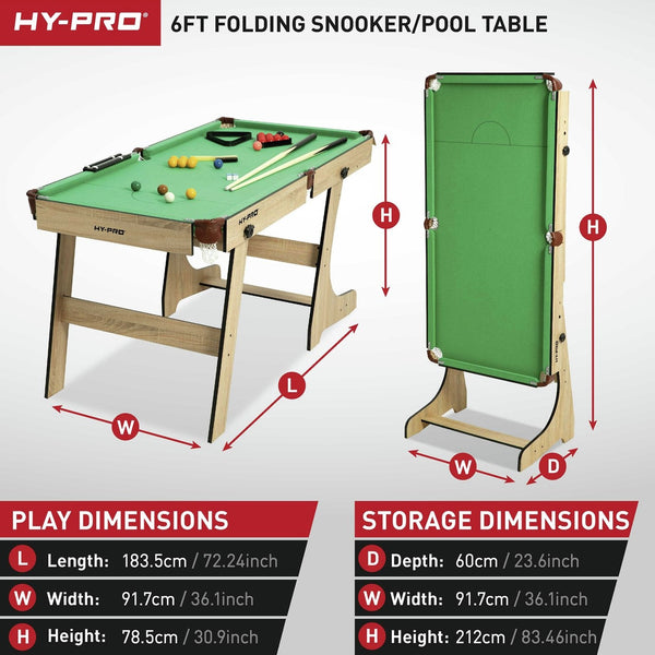Hy-Pro 6ft Folding Snooker and Pool Table - Oak 17160644