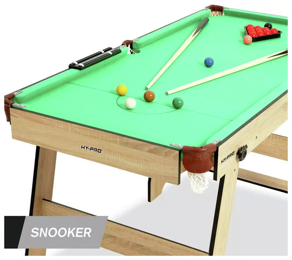Hy-Pro 6ft Folding Snooker and Pool Table - Oak 17160644