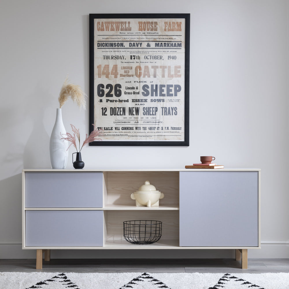 Järstorp Sideboard in Grey & Solid Oak