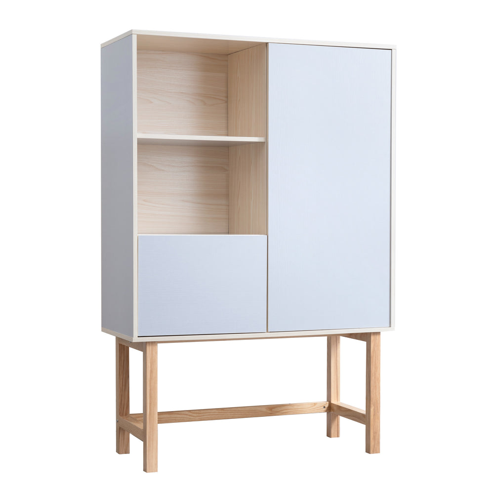 Järstorp Display Cabinet in Grey & Solid Oak