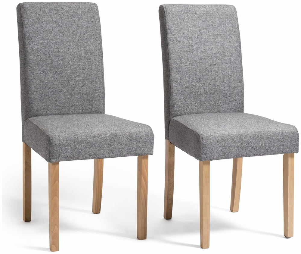 Pair of Tweed Fabric Dining Chairs - Grey 17359352