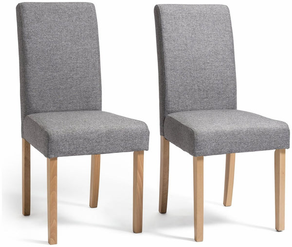 Pair of Tweed Fabric Dining Chairs - Grey 17359352