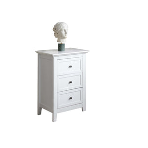 Bedside Table in White with 3 Drawers