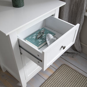 Bedside Table in White with 3 Drawers
