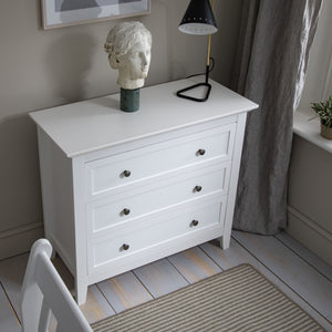 Chest of Drawers in White 3 Drawer