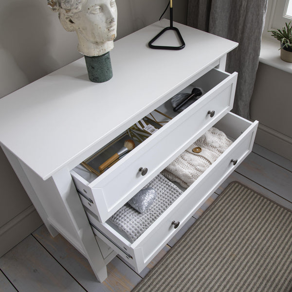Chest of Drawers in White 3 Drawer