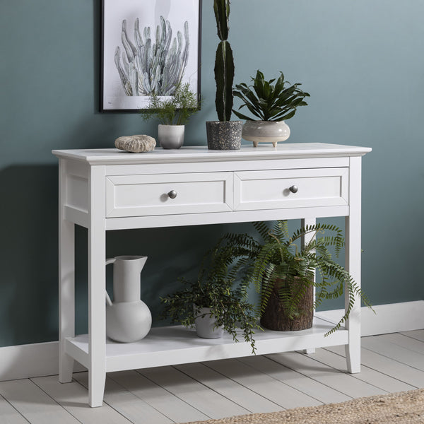 White Hallway Console Table with Shelf