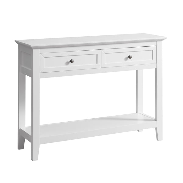 White Hallway Console Table with Shelf