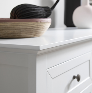 Bedside Table in White Two Drawer