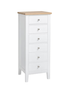 Leif 6 Drawer Tall Chest of Drawers in White & Oak
