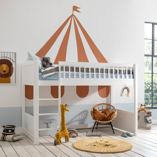 White Cabin Bed with Straight Space Saving Ladder