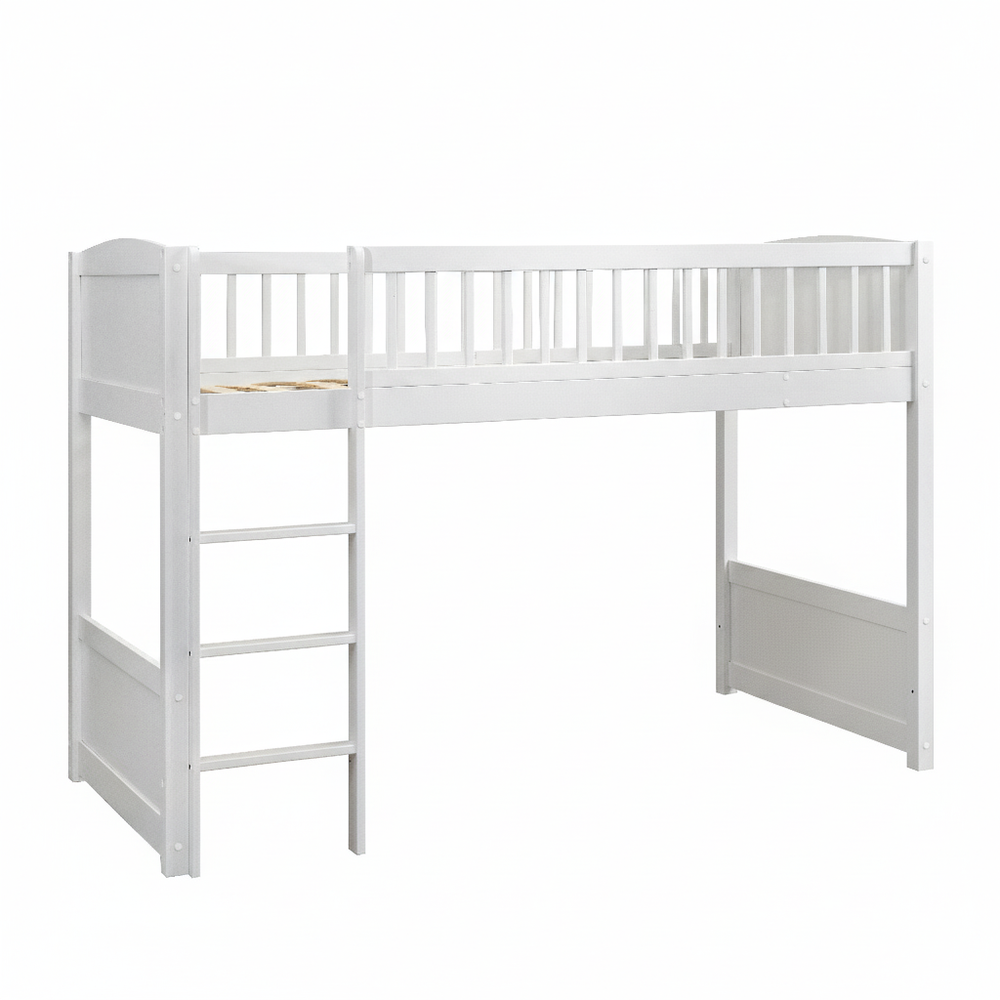 White Cabin Bed with Straight Space Saving Ladder