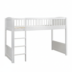 White Cabin Bed with Straight Space Saving Ladder