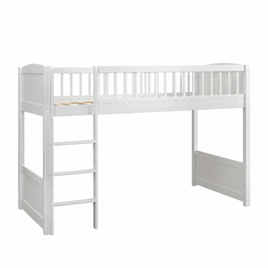 White Cabin Bed with Straight Space Saving Ladder