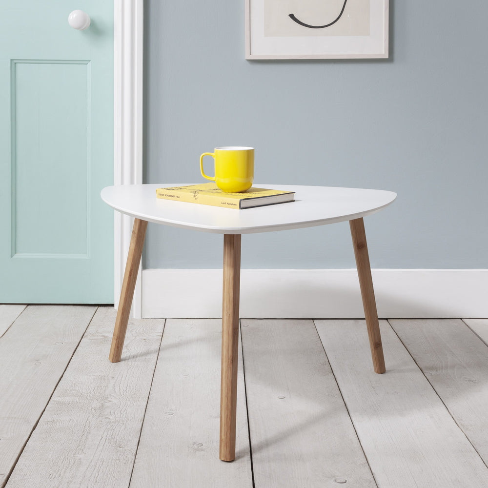 Malm XL Side Table in White with Pine Legs