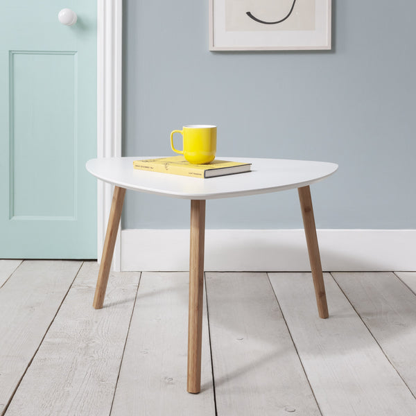 Malm XL Side Table in White with Pine Legs