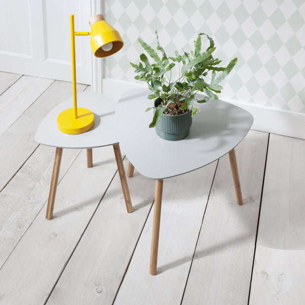 Nesting Tables Set of Two in Classic Grey and Natural Pine