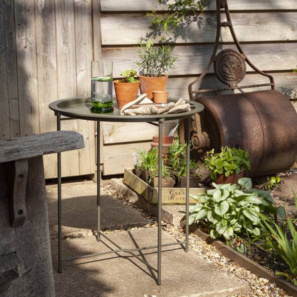 Metal Tray Table in Green