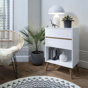 Oversized 2 Draw Side Table in White