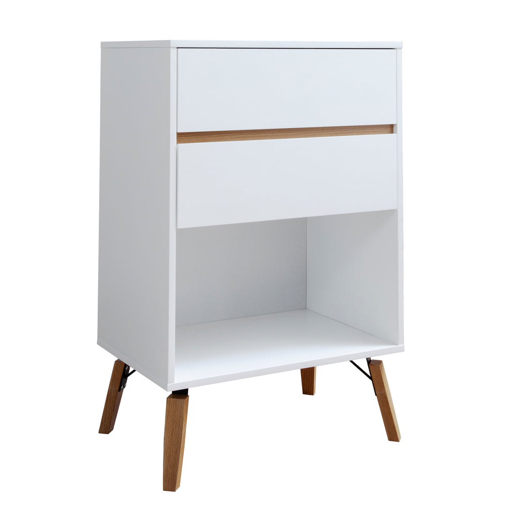 Oversized 2 Draw Side Table in White