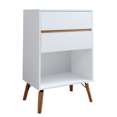 Oversized 2 Draw Side Table in White