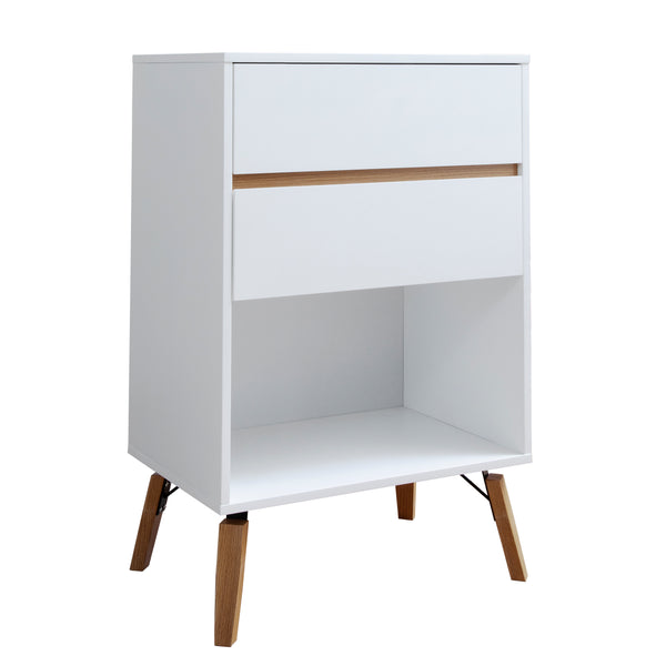 Oversized 2 Draw Side Table in White