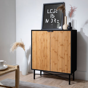 Sideboard with Bamboo Style Doors in Black
