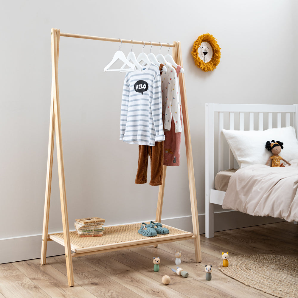 Clothes Rail and Shoe Rack In Natural Rattan