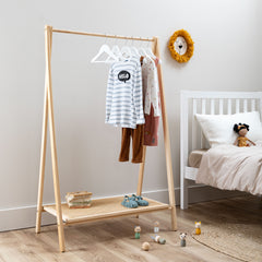 Clothes Rail and Shoe Rack In Natural Rattan