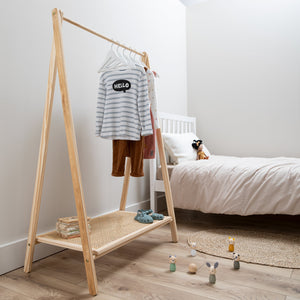 Clothes Rail and Shoe Rack In Natural Rattan