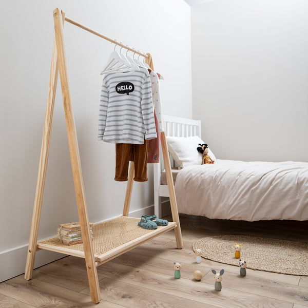 Clothes Rail and Shoe Rack In Natural Rattan